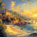 Beach with Castel Various Colors (Yellow, Blue, etc.) of Beach with Castel Mural Wallpaper - room preview 02