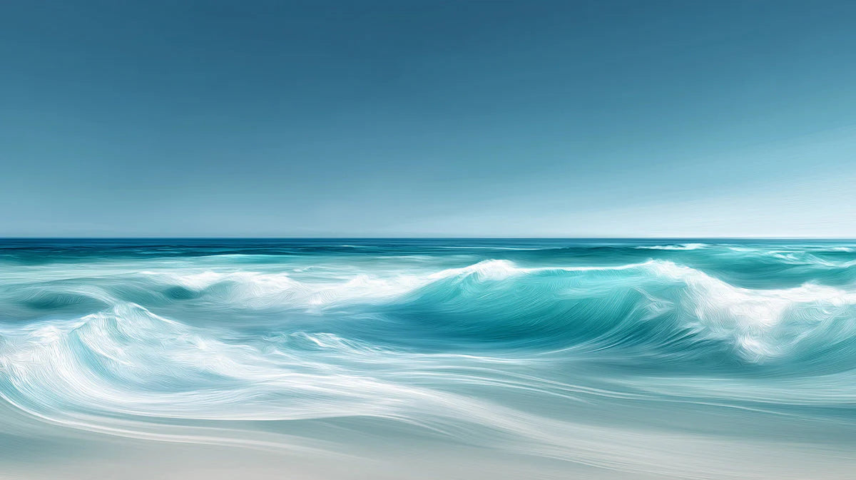 Blue Ocean Waves Blue Ocean Waves Mural Wallpaper - room preview 02