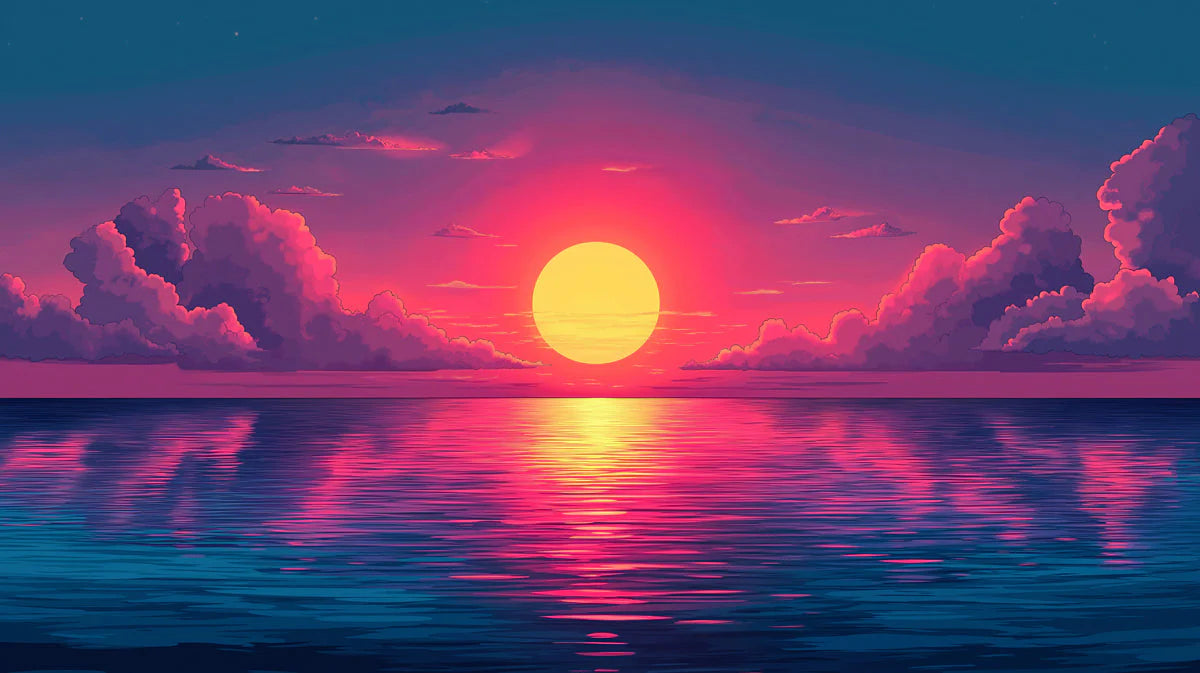 Vibrant Sunrise over Ocean Various Colors (Pink, Red, Blue, etc.) of Sunrise Mural Wallpaper - room preview 02