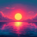 Vibrant Sunrise over Ocean Various Colors (Pink, Red, Blue, etc.) of Sunrise Mural Wallpaper - room preview 02