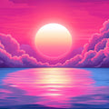 Vibrant Sunrise over Ocean Various Colors (Pink, Red, Blue, etc.) Mural Wallpaper - room preview 02
