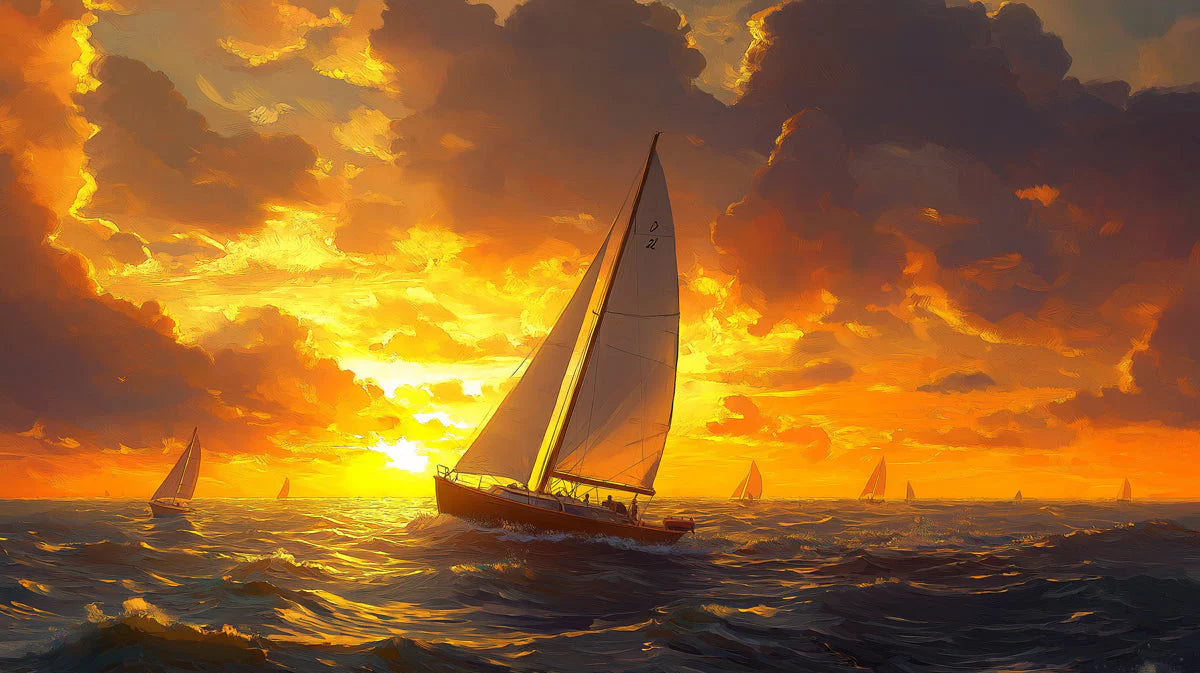 Stormy Sea with Ship Various Colors (Orange, Brown, etc.) of Stormy Sea Mural Wallpaper - room preview 02