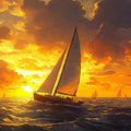 Stormy Sea with Ship Various Colors (Orange, Brown, etc.) of Stormy Sea Mural Wallpaper - room preview 02