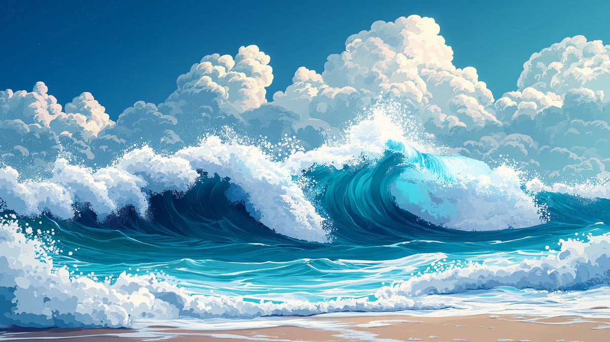Giant Wave Various Colors (Blue, White, etc.) of Giant Wave Mural Wallpaper - room preview 02