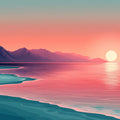 Coastal Sunrise and Mountains Various Colors (Orange, Blue, Green, etc.) of Coastal Sunrise Mural Wallpaper - room preview 02
