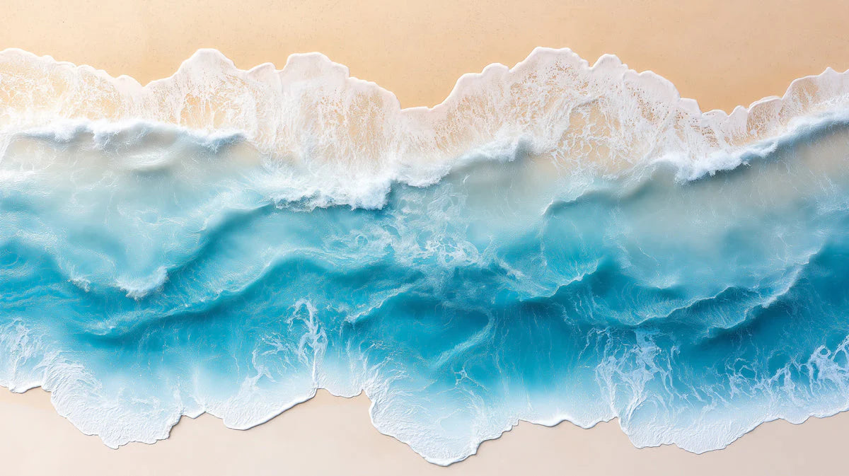 Ocean Waves Various Colors (Blue, White, etc.) of Ocean Waves Mural Wallpaper - room preview 02