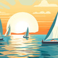 Sunset and Sailing Boats Various Colors (Orange, Blue, etc.) of Sunset and Sailing Boats Mural Wallpaper - room preview 02