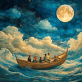 Moonlit Boat Ride Mural Wallpaper in Nursery Various Colors (Blue, Yellow, etc.) of Moonlit Boat Mural Wallpaper - room preview 02