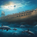 Noah's Ark Underwater Various Colors (Blue, Brown, etc.) of Noah's Ark Mural Wallpaper - room preview 02