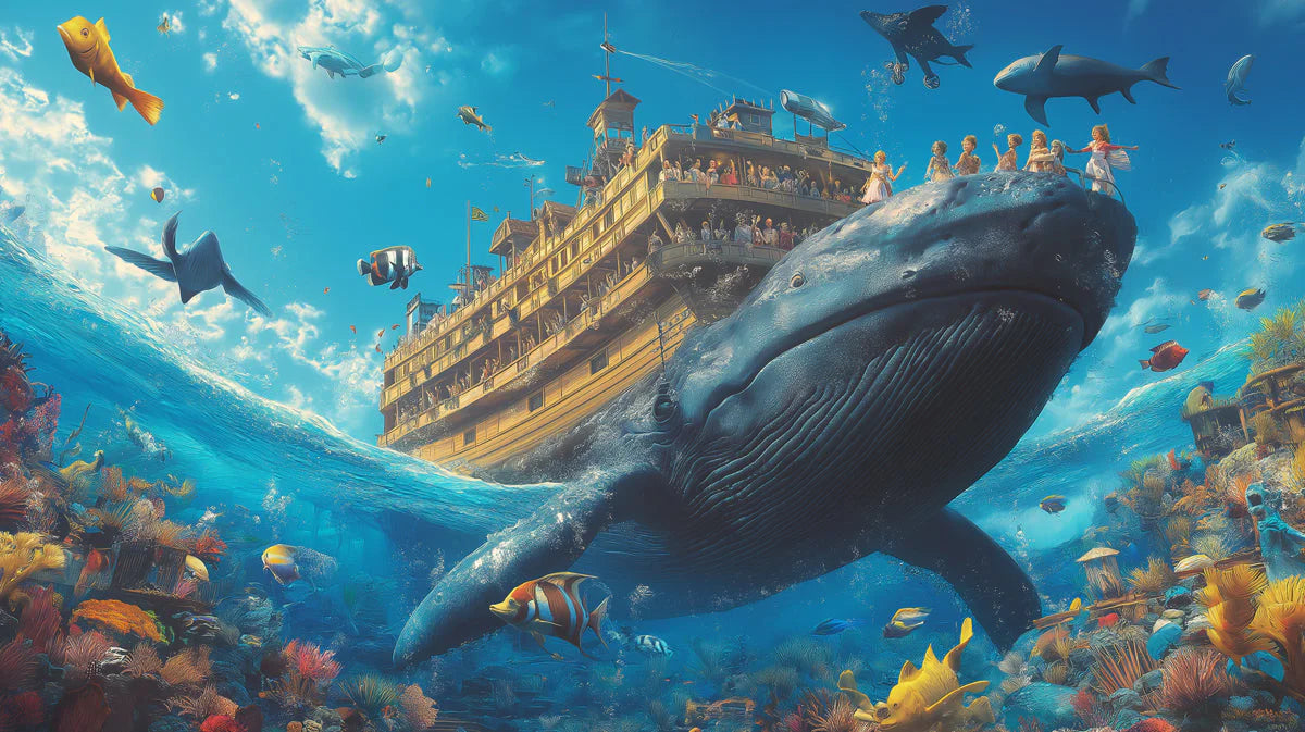 Noah's Ark Underwater Various Colors (Blue, Brown, etc.) of Noah's Ark Mural Wallpaper - room preview 02
