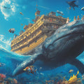 Noah's Ark Underwater Various Colors (Blue, Brown, etc.) of Noah's Ark Mural Wallpaper - room preview 02