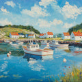 Coastal Village Various Colors (Blue, White, Red, etc.) of Coastal Village Mural Wallpaper - room preview 02