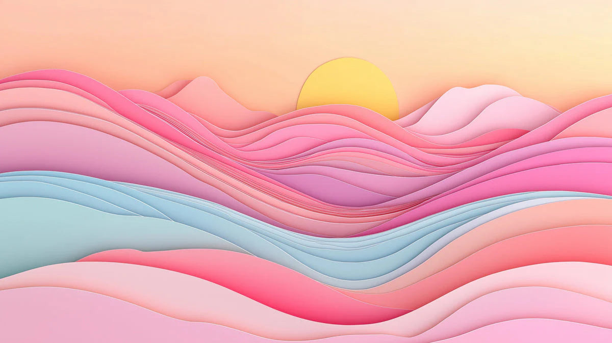Sunset and Waves Various Colors (Pink, Orange, etc.) of Sunset and Waves Mural Wallpaper - room preview 02