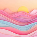 Sunset and Waves Various Colors (Pink, Orange, etc.) of Sunset and Waves Mural Wallpaper - room preview 02