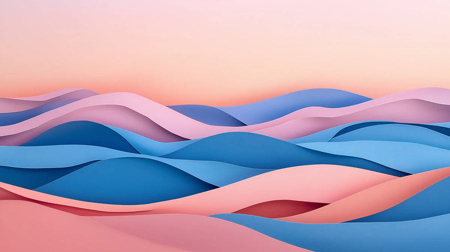 Ocean Wallpaper Mural – Sea Wall Mural – Gradient Wave Various Colors (Pink, Blue, etc.) of Gradient Waves for a cafe shop printable artwork
