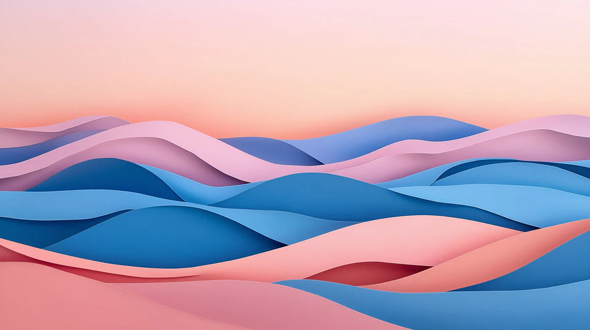 Gradient Wave Various Colors (Pink, Blue, etc.) of Gradient Waves for a cafe shop Mural Wallpaper - room preview 02