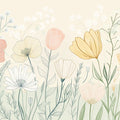 Floral Wallpaper in Bedroom Various Colors (Pink, Yellow, etc.) of Flowers Mural Wallpaper - room preview 02