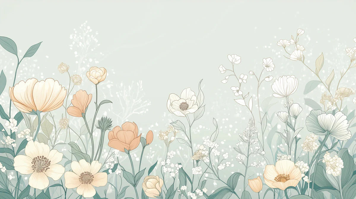 Floral Wallpaper in Bedroom Various Colors (Pink, Yellow, etc.) of Flowers Mural Wallpaper - room preview 02