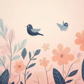 Bird and Floral Wallpape Various Colors (Pink, Blue, etc.) of Birds Mural Wallpaper - room preview 02