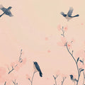 Bird and Floral Wallpape for a commercial space Various Colors (Pink, Blue, etc.) of Birds Mural Wallpaper - room preview 02