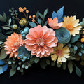 Dark Floral Wallpaper in Living Room Various Colors (Orange, Blue, etc.) of Flowers Mural Wallpaper - room preview 02