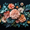 Dark Floral Wallpaper for a bed room Various Colors (Orange, Blue, etc.) of Flowers Mural Wallpaper - room preview 02