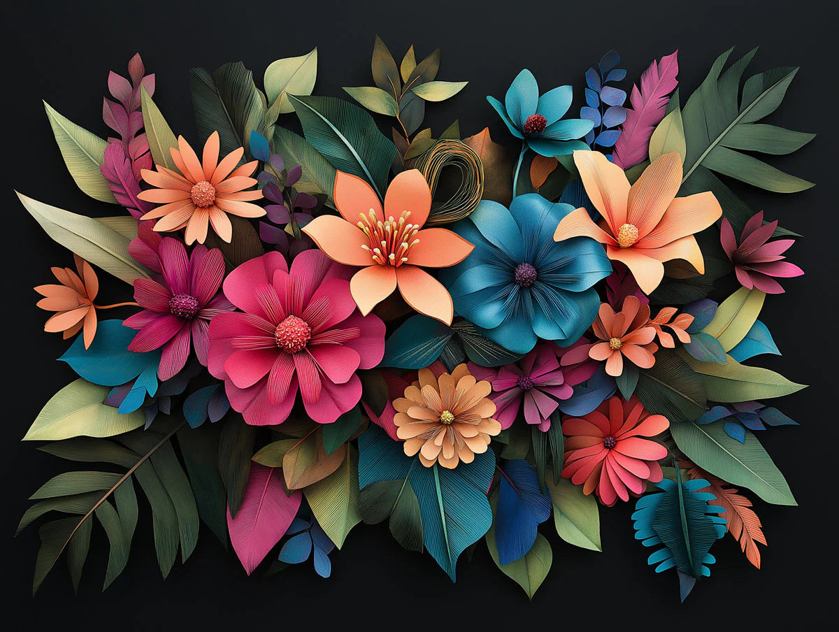 Vibrant Floral blooming for a bedroom Various Colors (Pink, Blue, etc.) of Flowers Mural Wallpaper - room preview 02
