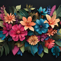 Vibrant Floral blooming for a bedroom Various Colors (Pink, Blue, etc.) of Flowers Mural Wallpaper - room preview 02