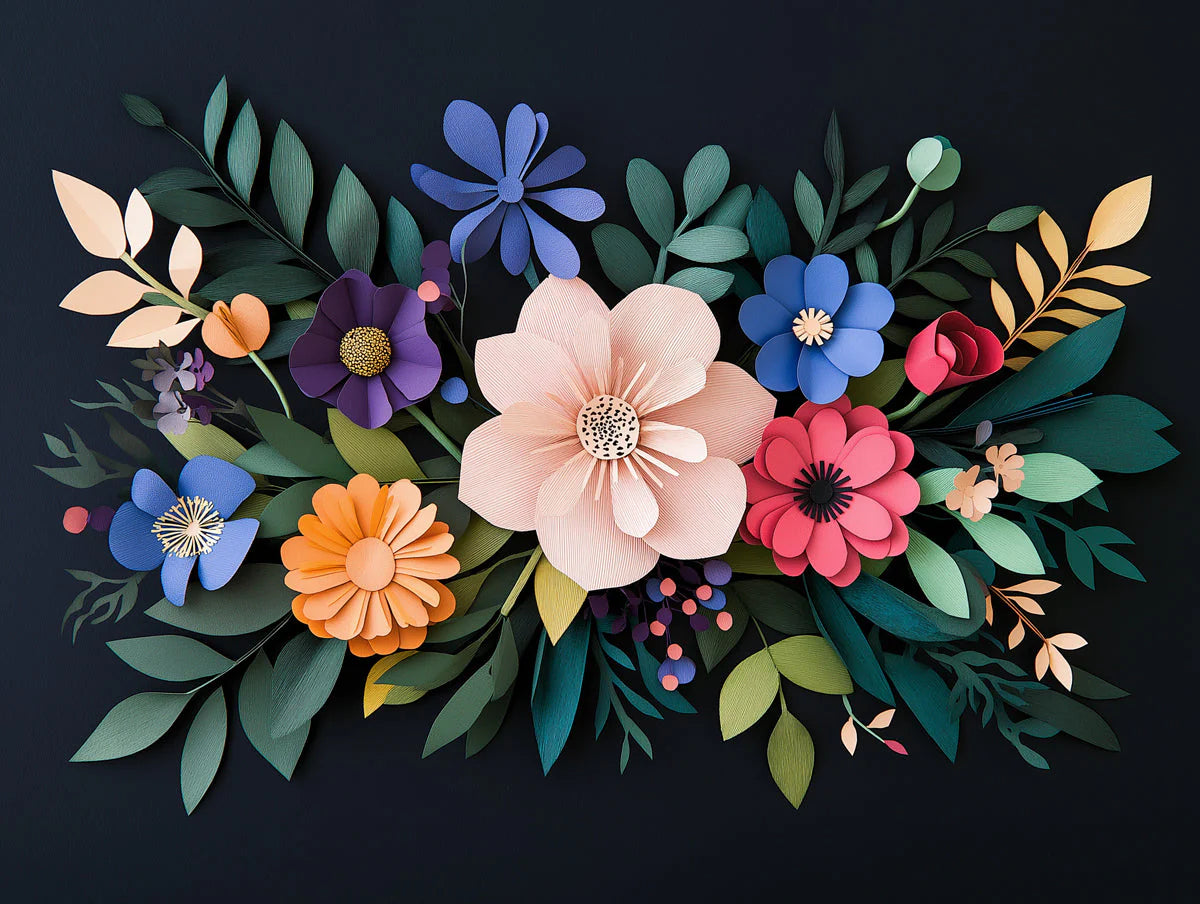 3D Vibrant Floral Various Colors (Pink, Blue, etc.) of Flowers for Living Room Mural Wallpaper - room preview 02