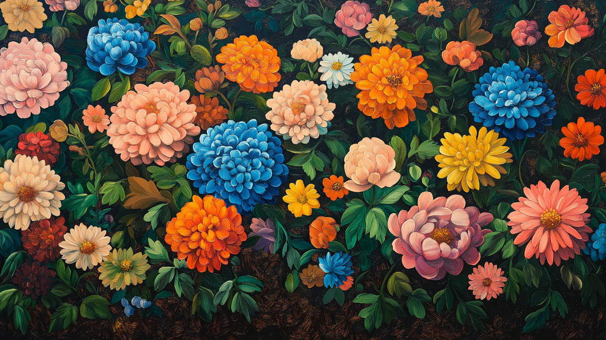 Blue and Pink Floral Mural Wallpaper Various Colors (Blue, Pink, etc.) of Romantic Flowers Mural Wallpaper - room preview 02