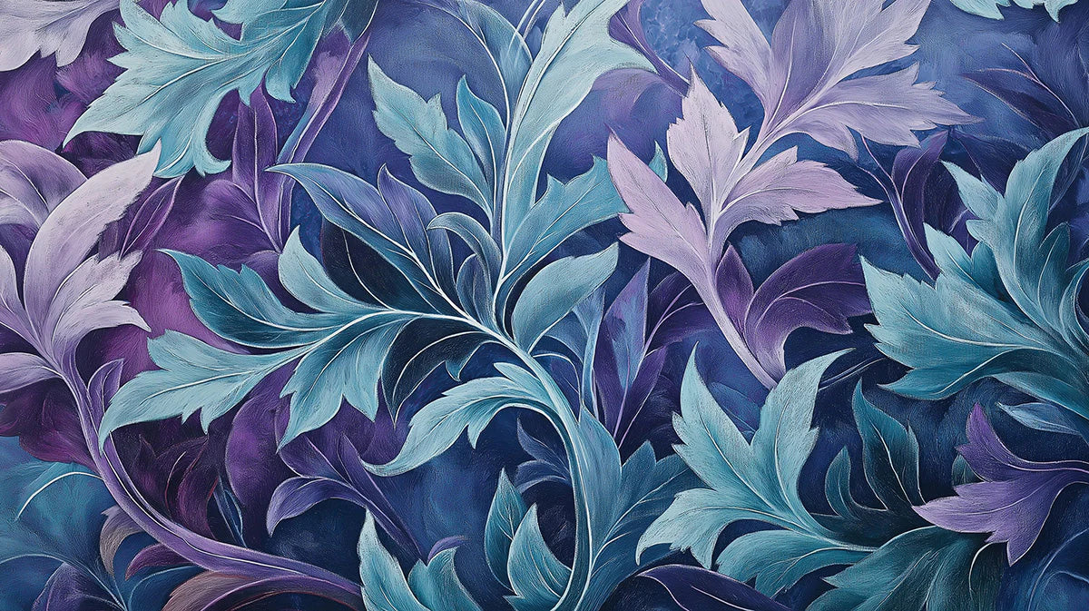 Purple and Blue Leaf Mural Wallpaper Various Colors (Purple, Blue, etc.) Leaves Mural Wallpaper - room preview 02