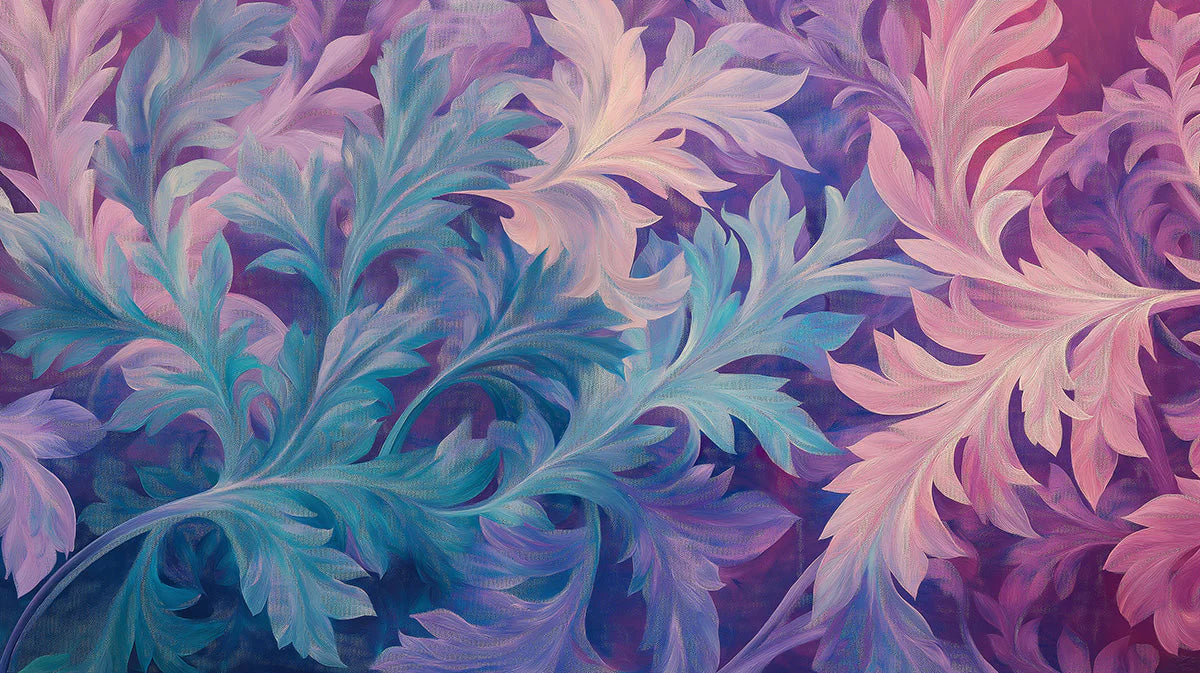 Purple and Blue Leaf Mural Wallpaper Various Colors (Purple, Blue, etc.) Leaves Mural Wallpaper - room preview 02