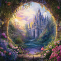 Castle and Garden Various Colors (Green, Purple, etc.) of Castle and Garden Mural Wallpaper - room preview 02