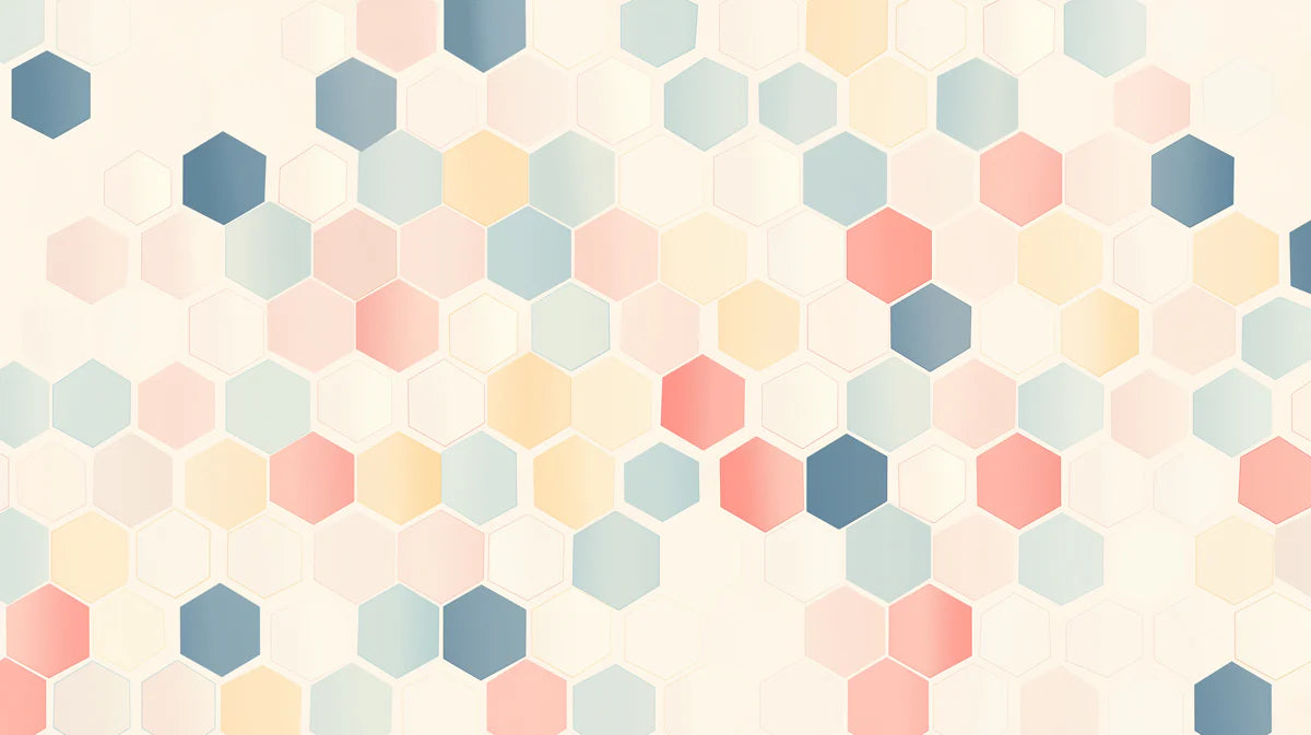 Hexagonal Pattern Mural Wallpaper in Cafe Various Pastel Colors of Hexagonal Patterns Mural Wallpaper - room preview 02