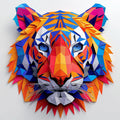 Geometric Tiger Mural Wallpaper in Room Various Colors (Orange, Blue, etc.) of Tiger Mural Wallpaper - room preview 02