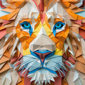Geometric Lion Mural Wallpaper in Room Various Colors (Orange, Blue, etc.) of Lion Mural Wallpaper - room preview 02