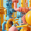 Industrial Pipes Mural Wallpaper in Bedroom Various Colors (Yellow, Blue, etc.) of Industrial Pipes Mural Wallpaper - room preview 02