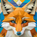 Geometric Fox Mural Wallpaper in Kid's Room Various Colors (Orange, Blue, etc.) of Geometric Fox Mural Wallpaper - room preview 02