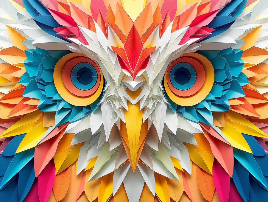 Woodland Nursery Wallpaper Mural – Baby Animals Wall Mural – Geometric Owl in Room Various Colors (Orange, Blue, etc.) printable artwork