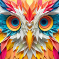 Geometric Owl Mural Wallpaper in Room Various Colors (Orange, Blue, etc.) Mural Wallpaper - room preview 02