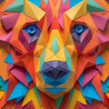 Geometric Bear Mural Wallpaper in Room Various Colors (Orange, Blue, etc.) Mural Wallpaper - room preview 02