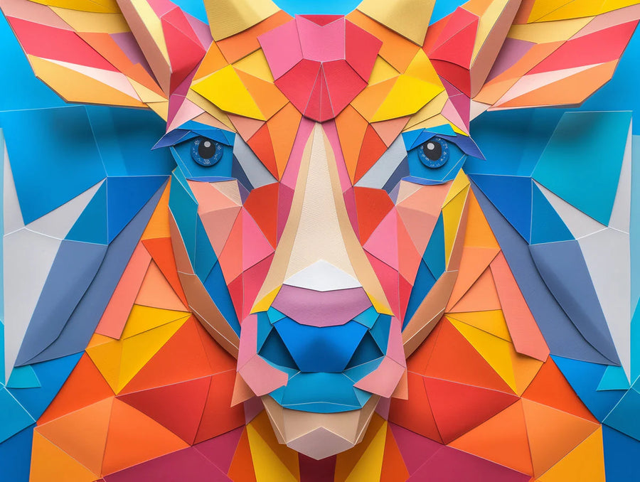 Geometric Wallpaper Mural – Pattern Wall Mural – Geometric Deer in Room Various Colors (Orange, Blue, etc.) printable artwork