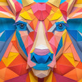 Geometric Deer Mural Wallpaper in Room Various Colors (Orange, Blue, etc.) Mural Wallpaper - room preview 02
