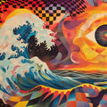Abstract Sun and Waves Mural Wallpaper in Office Various Colors (Black, Red, etc.) Sun and Eyes Mural Wallpaper - room preview 02