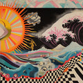 Abstract Sun and Waves Mural Wallpaper in Office Various Colors (Black, Red, etc.) Sun and Eyes Mural Wallpaper - room preview 02