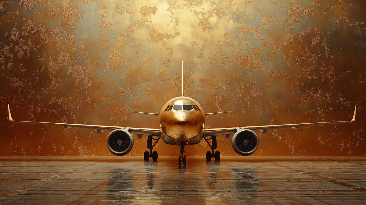 Golden Airplane Mural Wallpaper in Office Various Colors (Gold, Brown, etc.) of Golden Airplane Mural Wallpaper - room preview 02