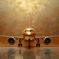 Golden Airplane Mural Wallpaper in Office Various Colors (Gold, Brown, etc.) of Golden Airplane Mural Wallpaper - room preview 02