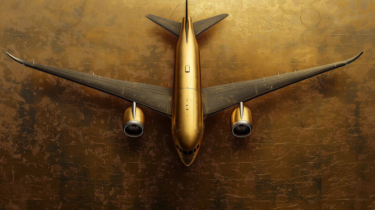 Golden Airplane Mural Wallpaper in Office Various Colors (Gold, Brown, etc.) of Golden Airplane Mural Wallpaper - room preview 02