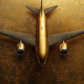 Golden Airplane Mural Wallpaper in Office Various Colors (Gold, Brown, etc.) of Golden Airplane Mural Wallpaper - room preview 02