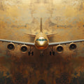 Golden Airplane Mural Wallpaper in living room Various Colors (Gold, Brown, etc.) of Golden Airplane Mural Wallpaper - room preview 02